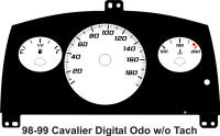 98-99 Cavalier Digital ODO without Tach Manual kmh Gauge Face